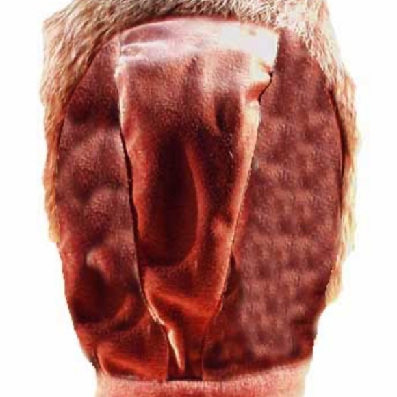 FOX AND SUEDE HOOD WITH CASHMERE INTERIOR, TAG ON NEW, ONE SIZE FITS MOST, BROWN - Picture 2 of 5